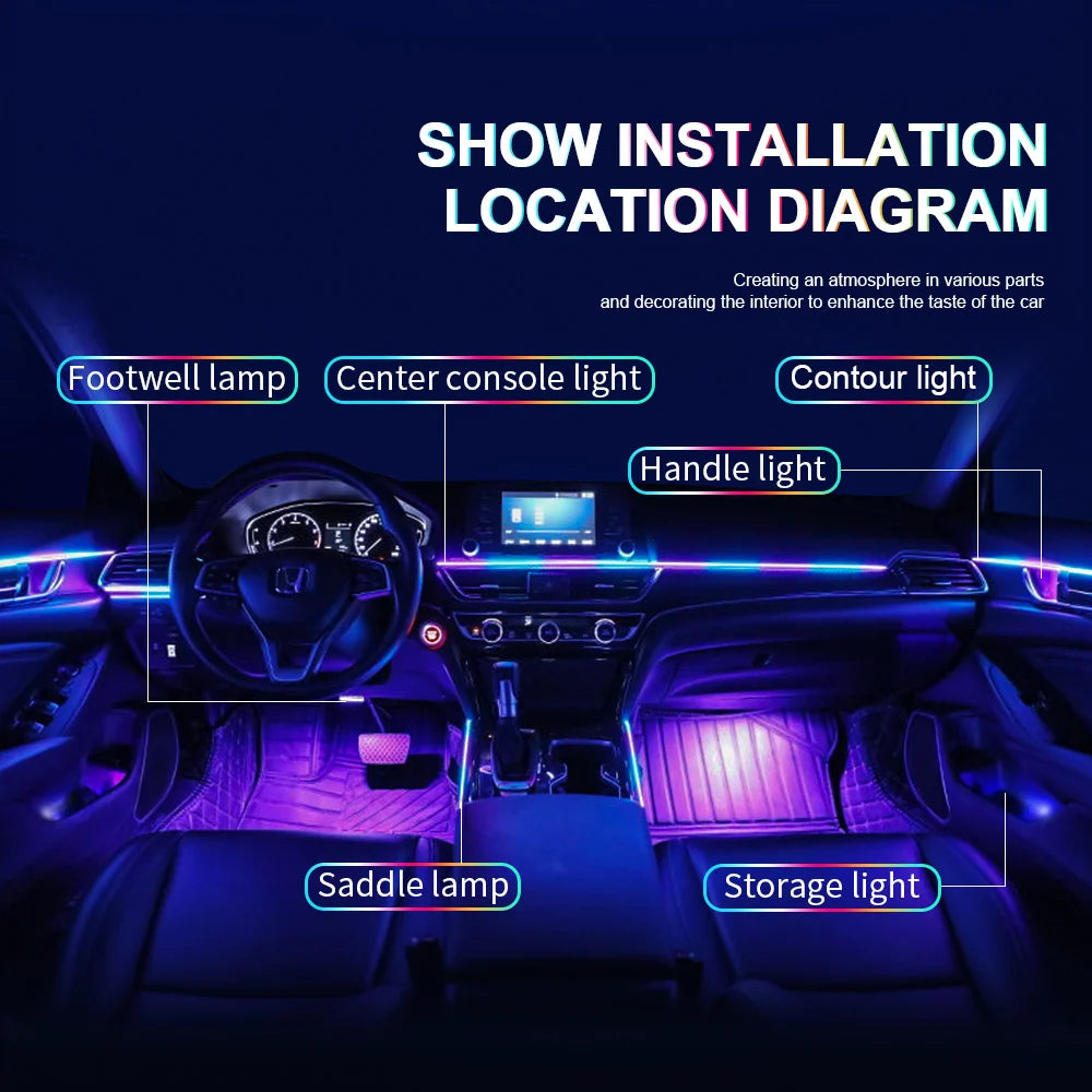 VibeHub™ DriveGlow Pro | LED Symphony Acrylic RGB Car Ambient Light Kit