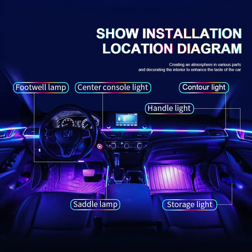 VibeHub™ DriveGlow Pro | LED Symphony Acrylic RGB Car Ambient Light Kit