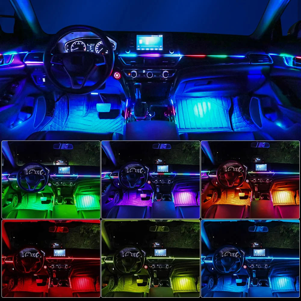 VibeHub™ DriveGlow Pro | LED Symphony Acrylic RGB Car Ambient Light Kit