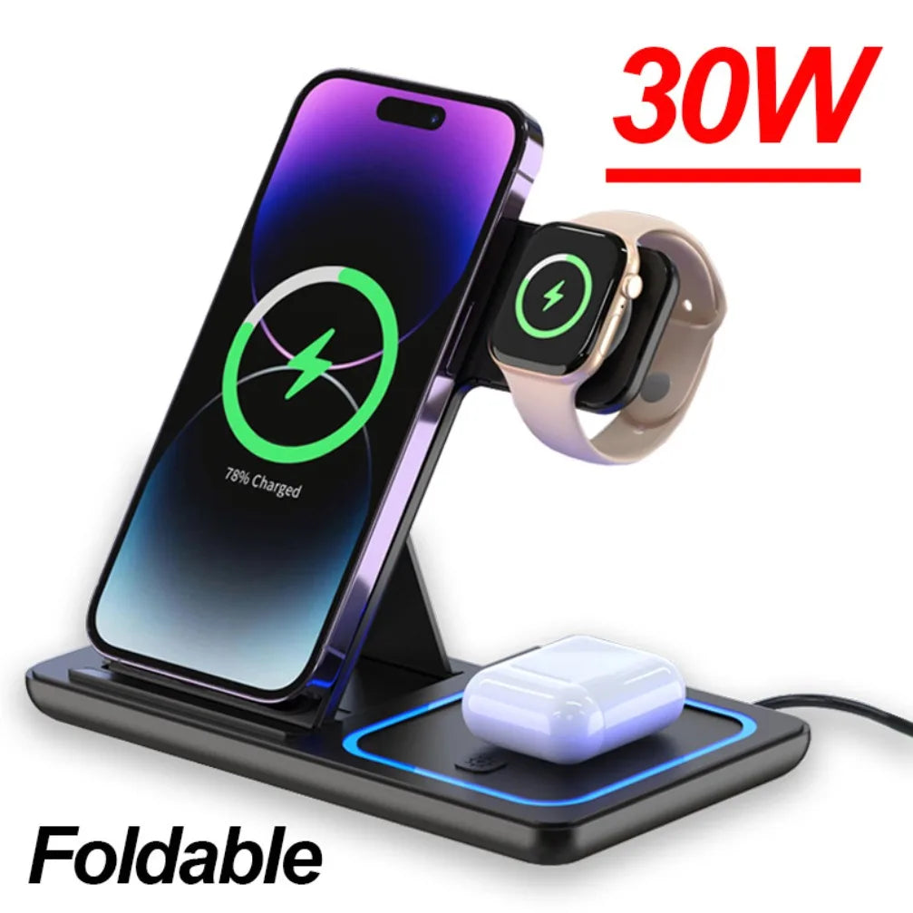 VibeHub™ PowerFold | 3-in-1 Magnetic Wireless Charging Station