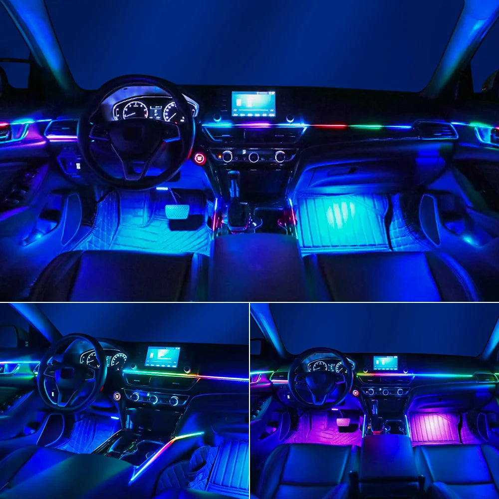 VibeHub™ DriveGlow Pro | LED Symphony Acrylic RGB Car Ambient Light Kit