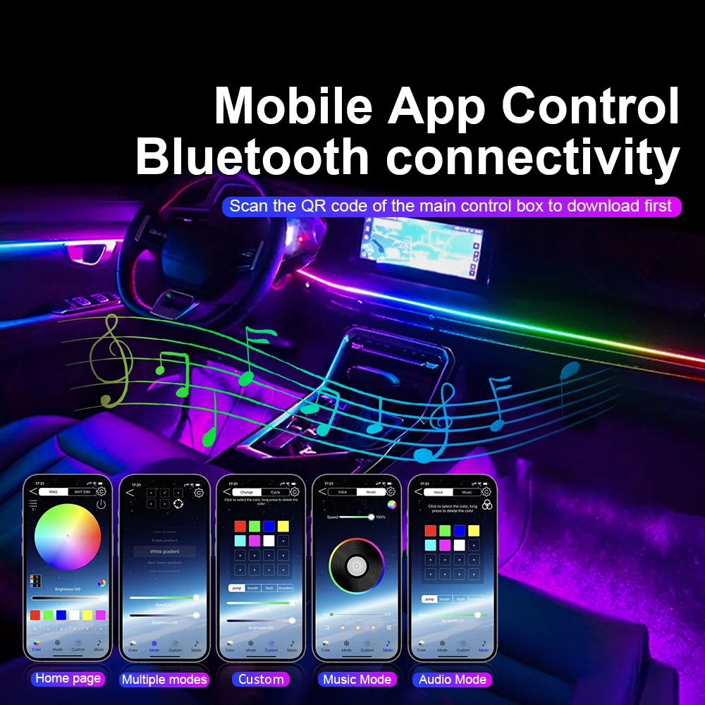 VibeHub™ DriveGlow Pro | LED Symphony Acrylic RGB Car Ambient Light Kit