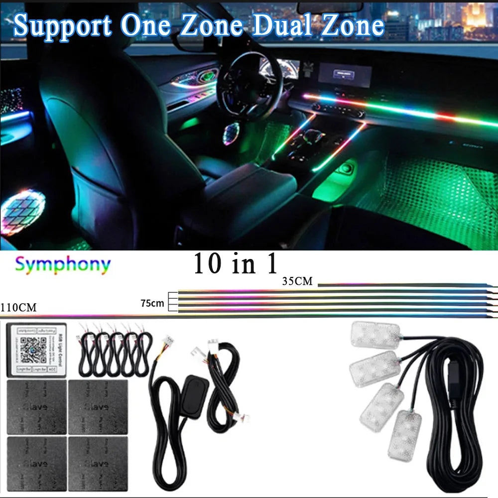 VibeHub™ DriveGlow Pro | LED Symphony Acrylic RGB Car Ambient Light Kit