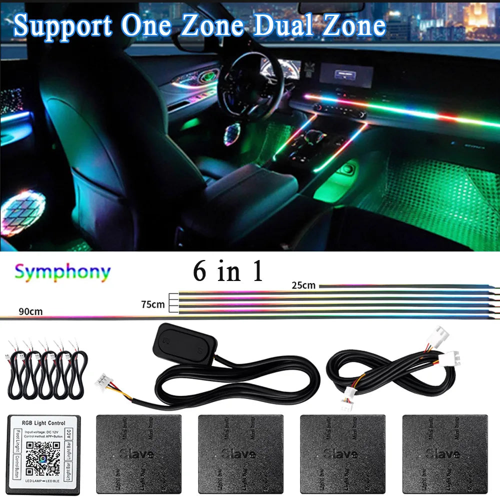 VibeHub™ DriveGlow Pro | LED Symphony Acrylic RGB Car Ambient Light Kit