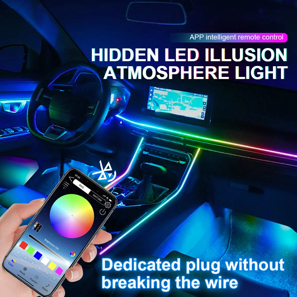 VibeHub™ DriveGlow Pro | LED Symphony Acrylic RGB Car Ambient Light Kit