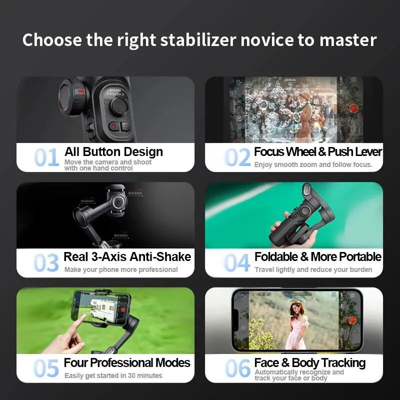 VibeHub™ ProSteady | 3-Axis Professional Smartphone Gimbal Stabilizer