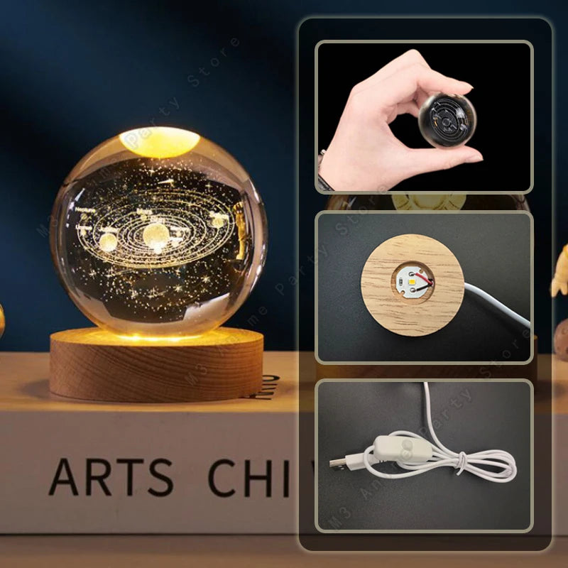 VibeHub™ Celestial Glow | 3D Laser Engraved Crystal Ball Night Ligt
