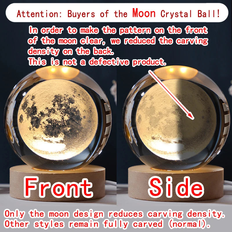 VibeHub™ Celestial Glow | 3D Laser Engraved Crystal Ball Night Ligt